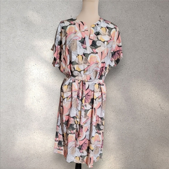 NWT Floral Midi Dress - Pink and White - Picture 1 of 5